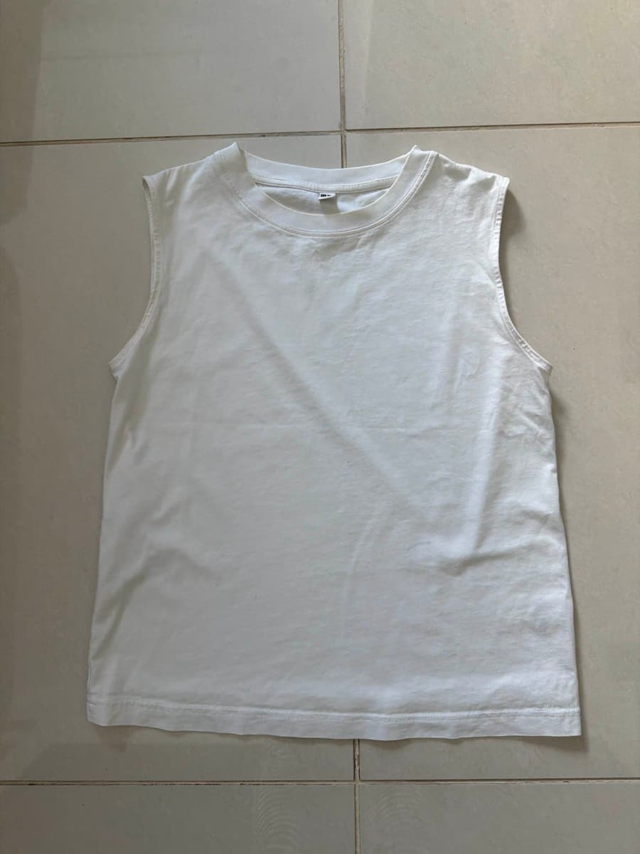 White Sleeveless Cotton Top