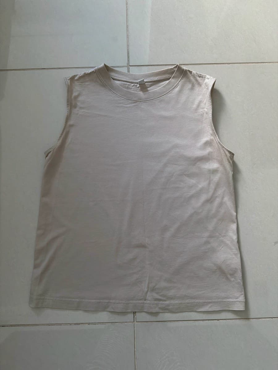 Plain Beige Sleeveless Top