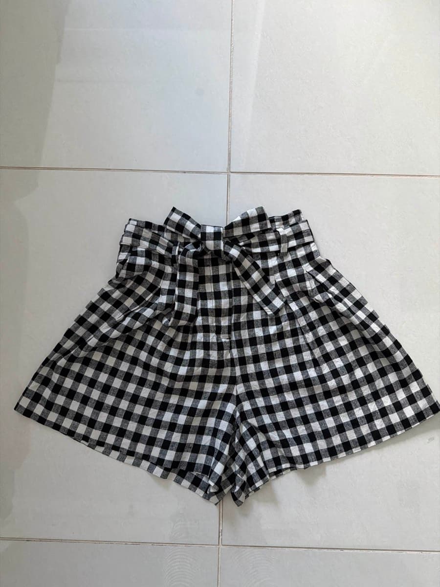 Gingham High-Waist Shorts