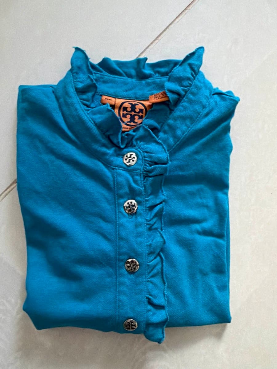 Tory Burch Ruffled Polo Top(blue) thumbnail 5
