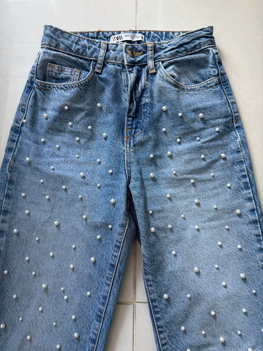 Zara Pearl Embellished Jeans thumbnail 2