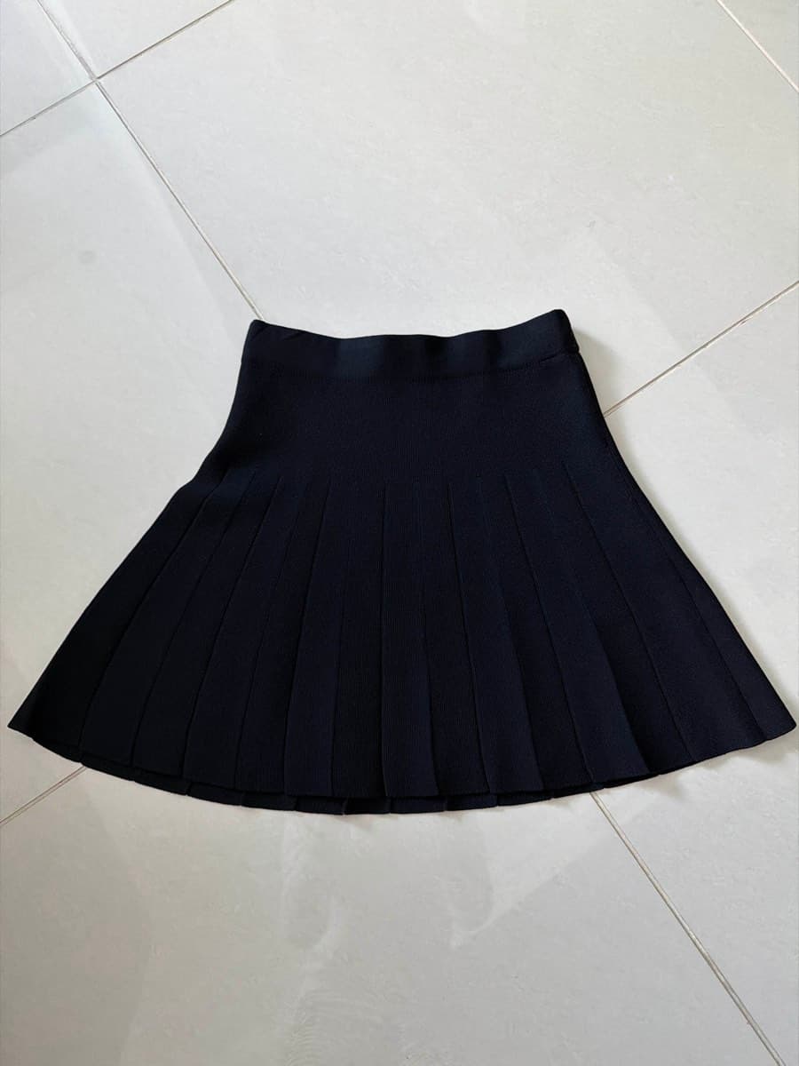 Dark Navy Pleated Mini Skirt