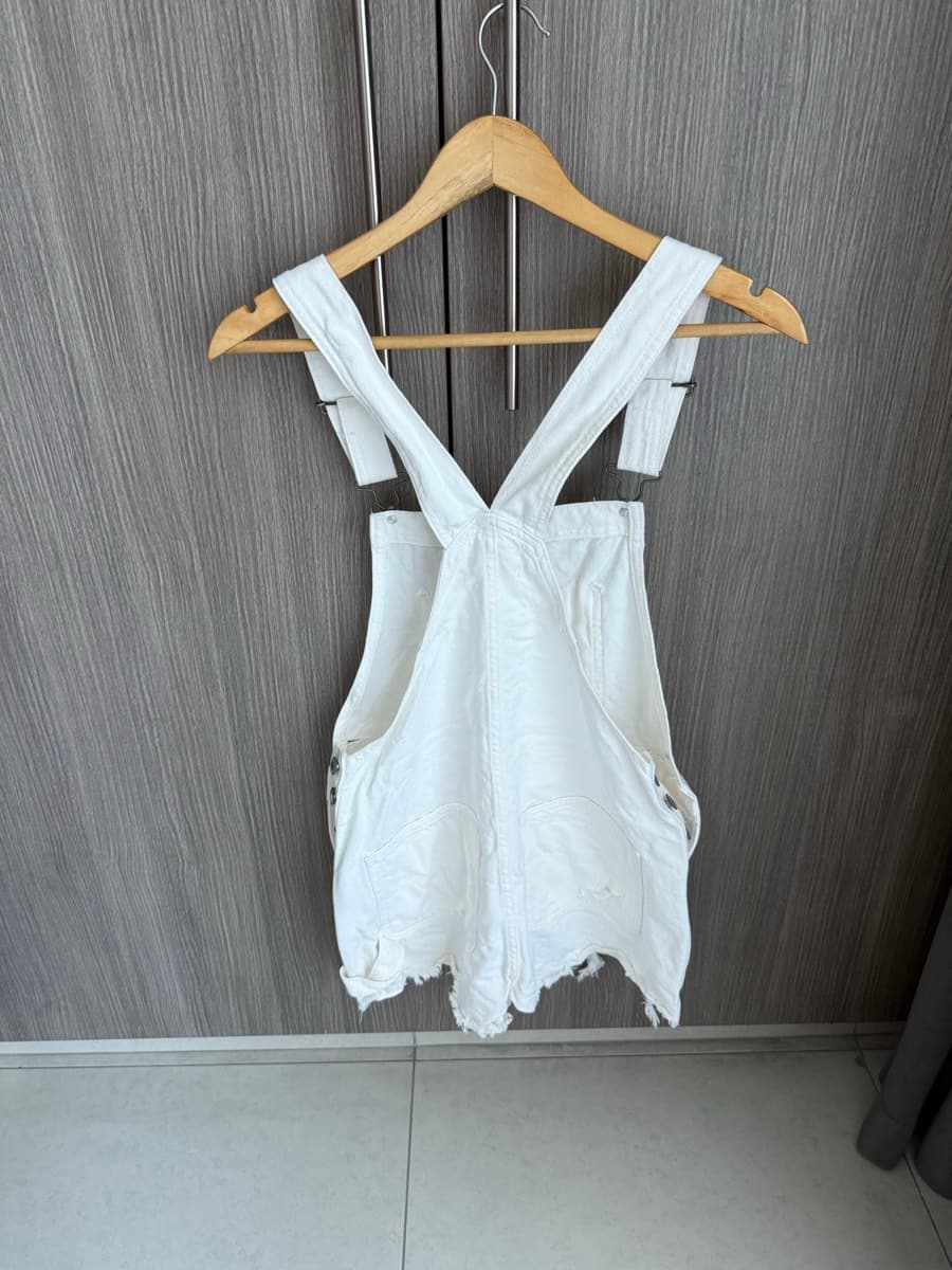 White Denim Overalls Shorts thumbnail 2