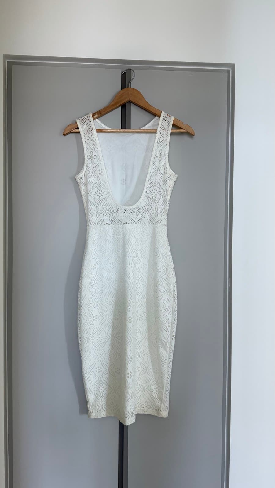 White Crochet Bodycon Dress thumbnail 2