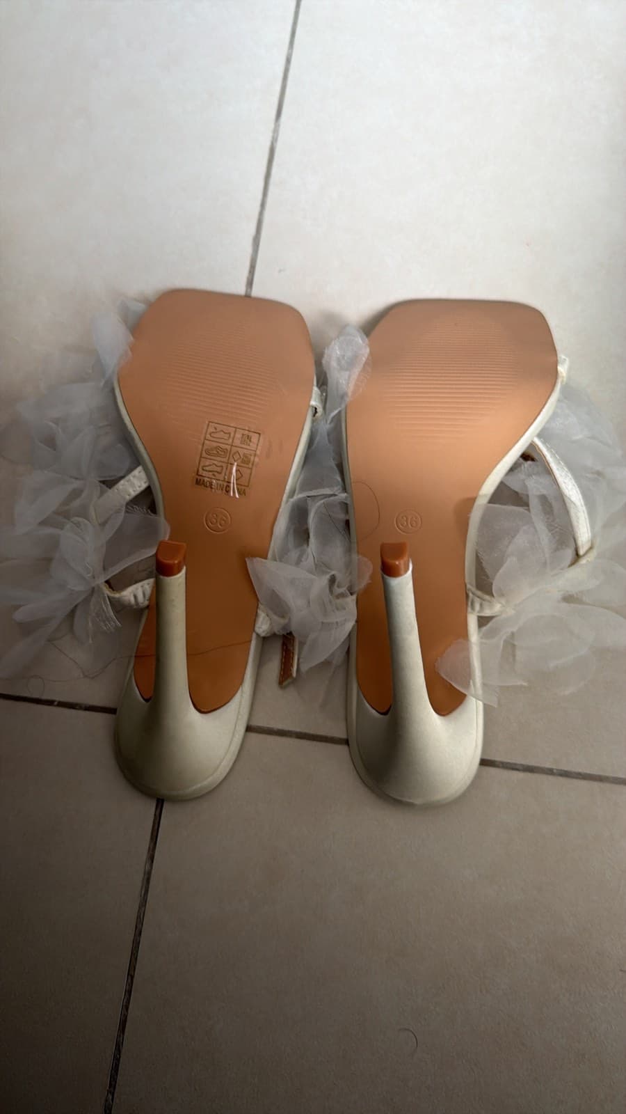 White Ruffle Block Heels thumbnail 3