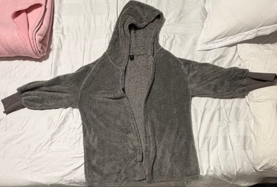 Grey Hooded Fleece Cardigan thumbnail 2