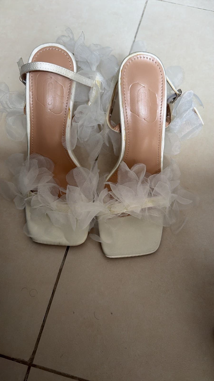 White Ruffle Block Heels thumbnail 5