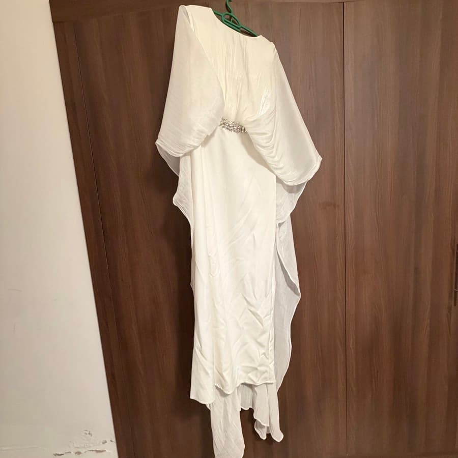 White Embellished Kaftan Dress thumbnail 3