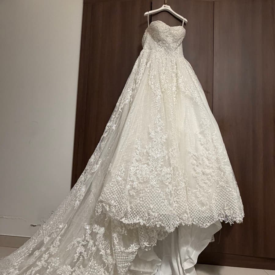 Embroidered Strapless Wedding Gown thumbnail 3