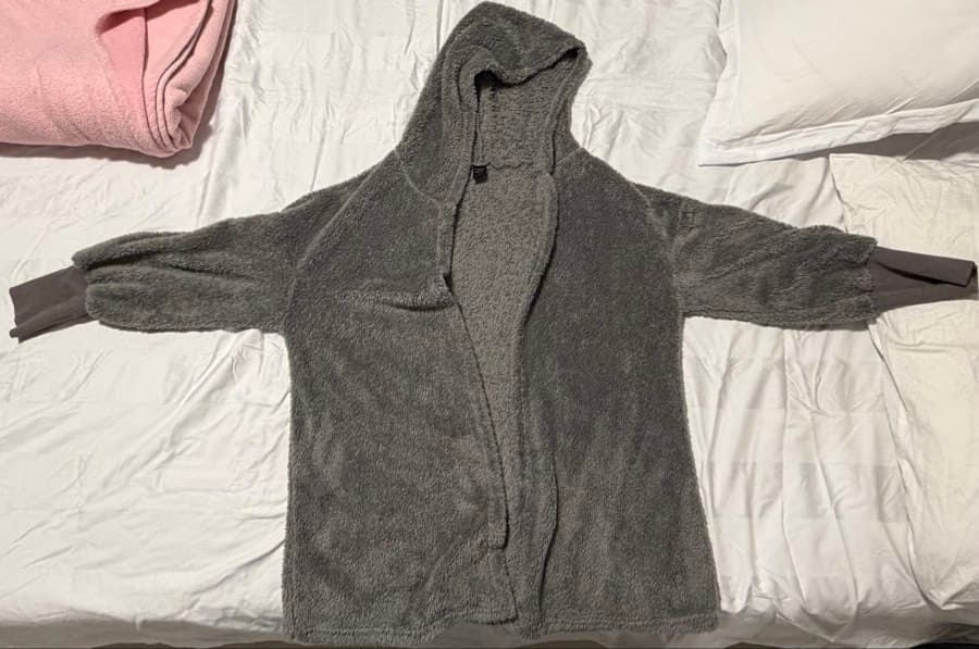 Grey Hooded Fleece Cardigan - image 1
