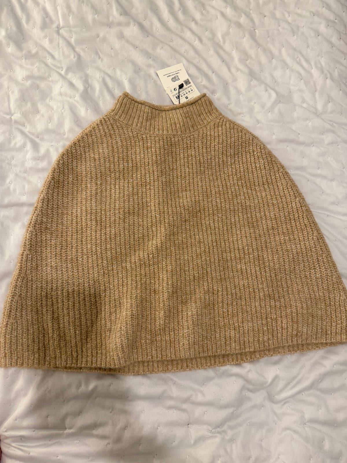 Zara Camel Knit Cape / Poncho – Brand New With Tags 🤎 thumbnail 3
