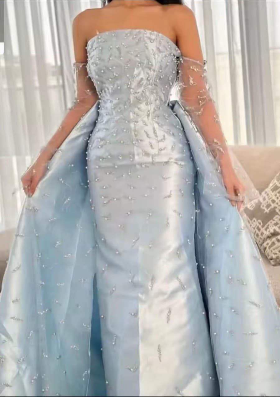Embellished Blue Gown thumbnail 2