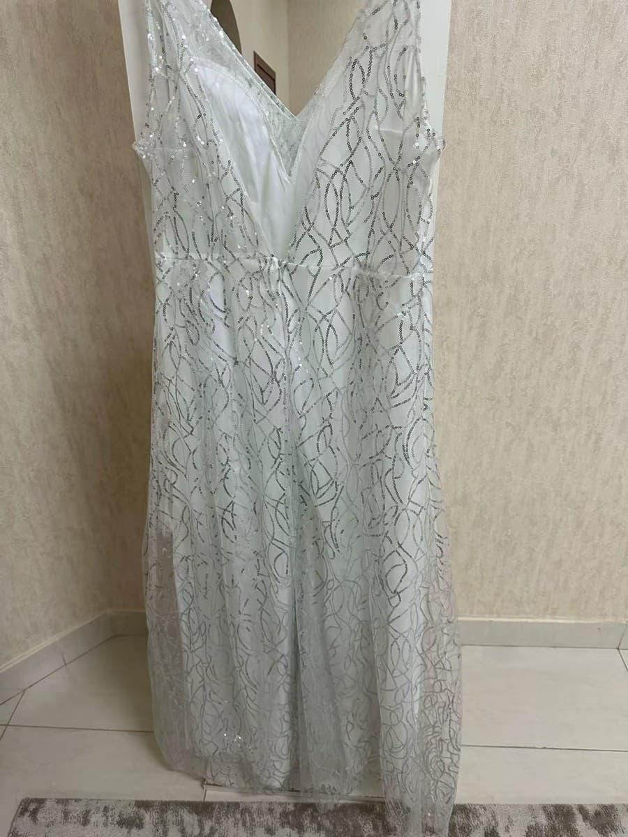 White Sequin Embellished Gown thumbnail 2