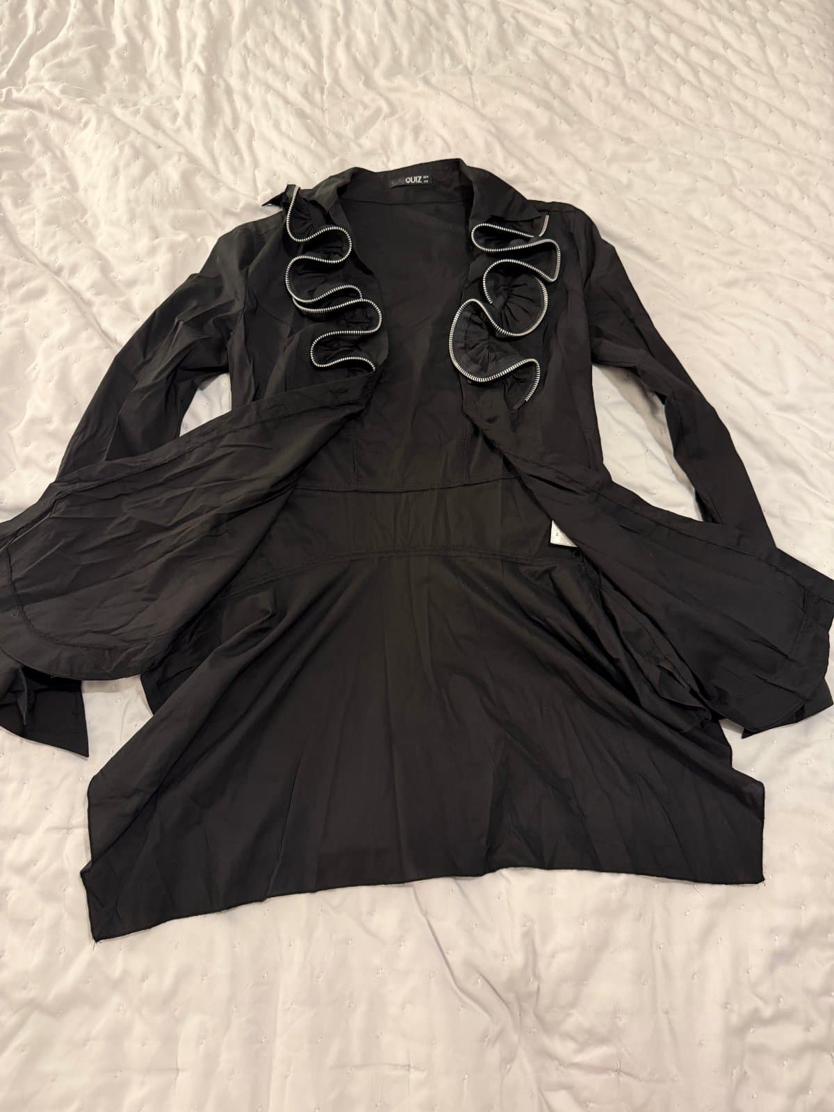 Quiz Black Statement Ruffle Zip Detail Longline dress thumbnail 2