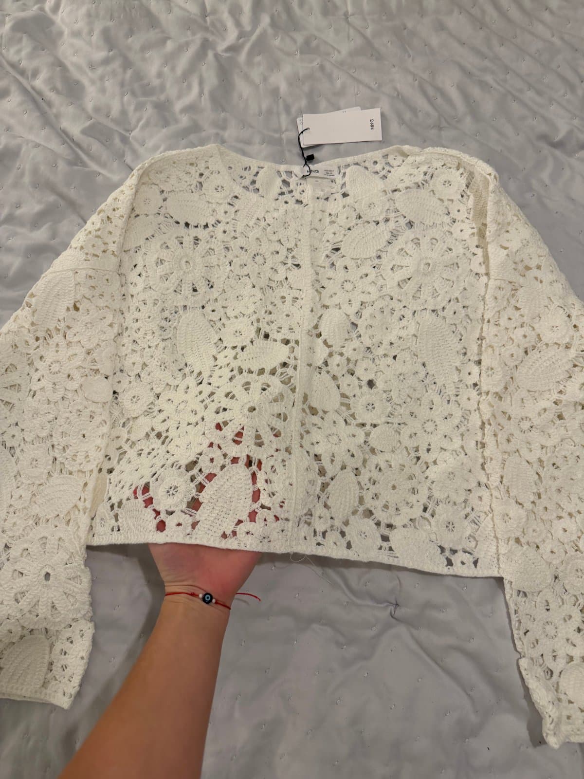 Mango Cream Crochet Lace long-sleeve – Size S 🤍 - image 1