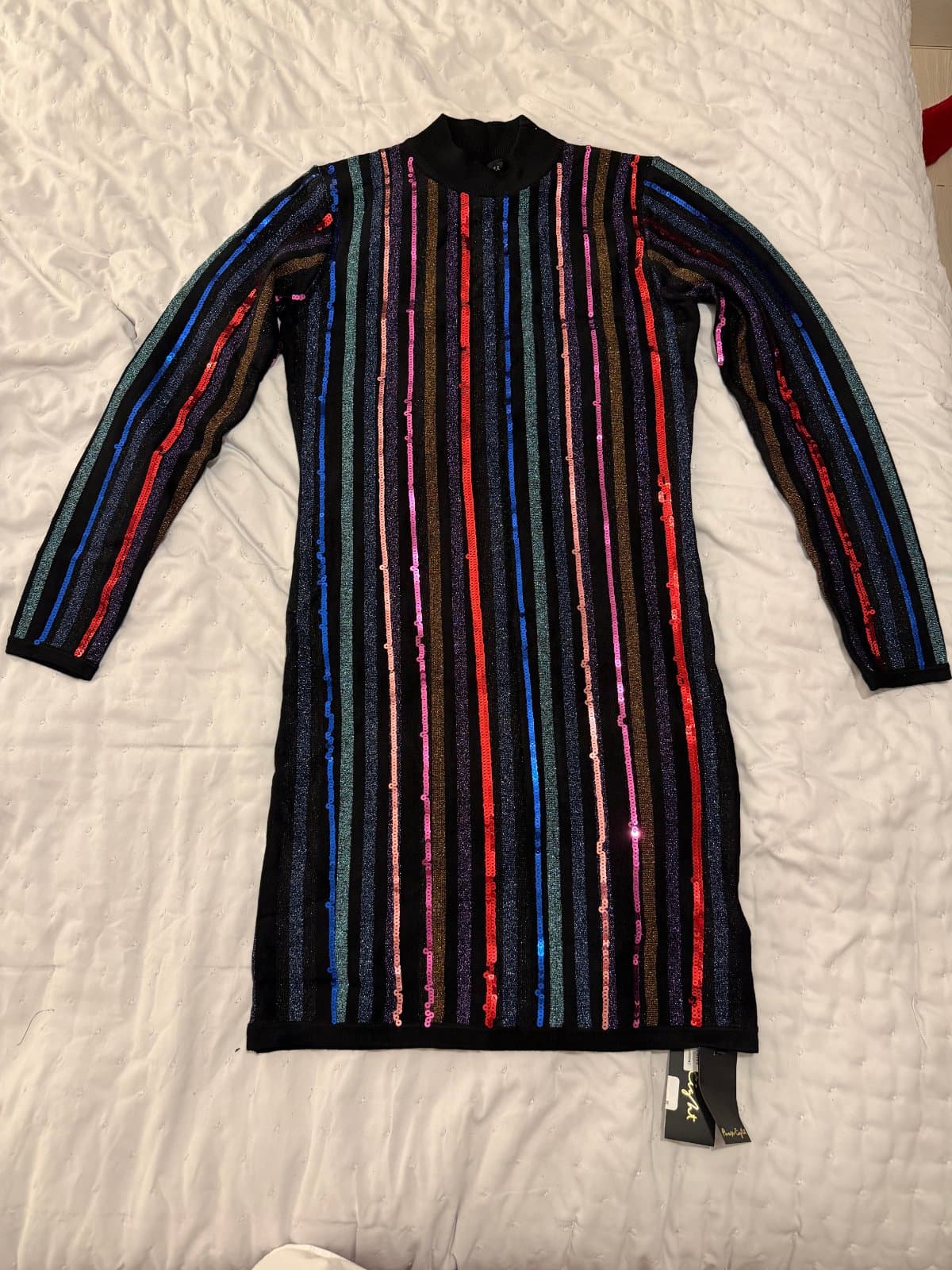 PHASE EIGHT Multicoloured Sequin Stripe Midi Dress – Size L thumbnail 2