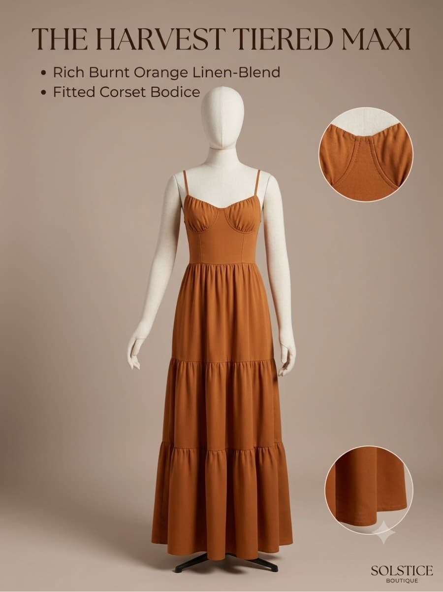 Free size Rusty Orange Tiered Maxi Dress
