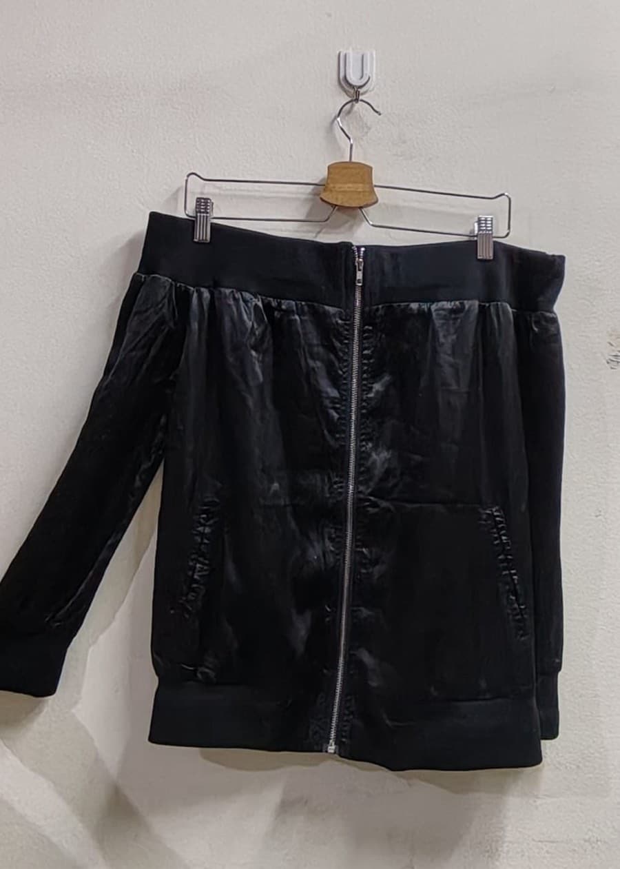 Black Off-Shoulder Bomber Jacket