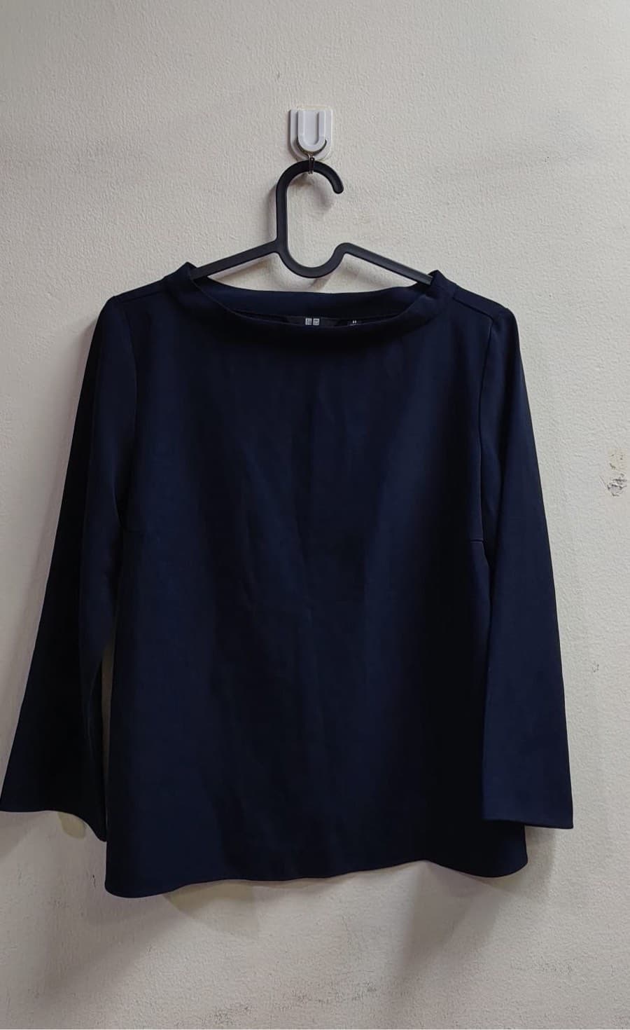 Uniqlo Navy Boat Neck Top