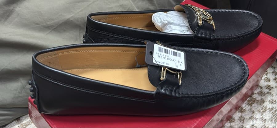 Black Leather Driving Loafers