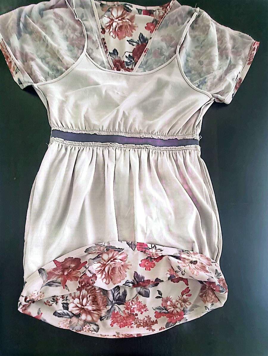 Floral Short-Sleeve Womens Dress, Size Medium (light purple) thumbnail 6