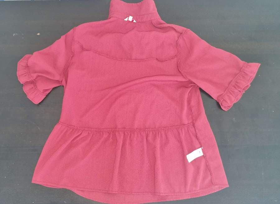 Reo - Burgundy Lace-Up Blouse thumbnail 3