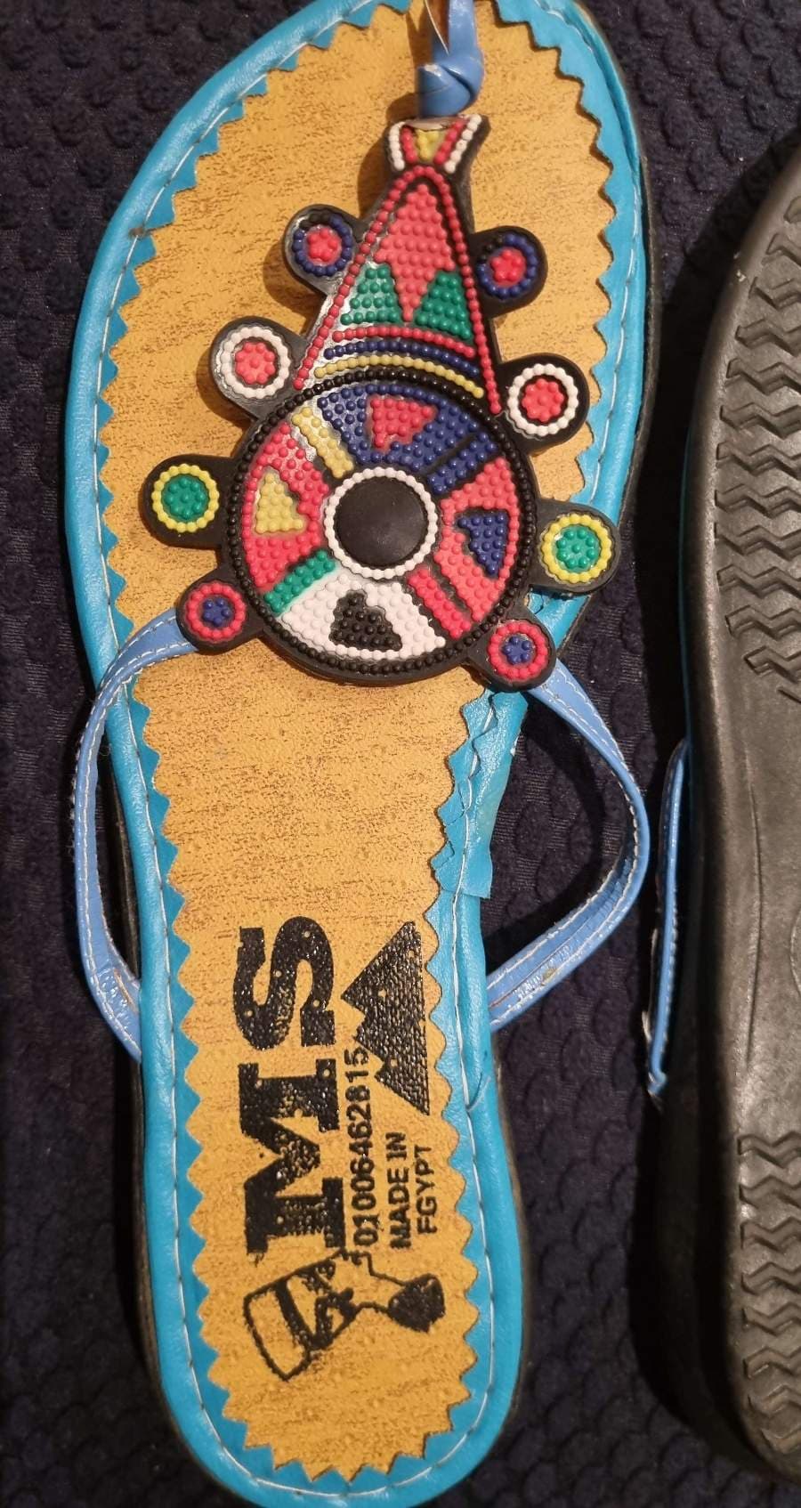 Womens Handmade Beaded Sandals – Size EU 37 – Blue thumbnail 3