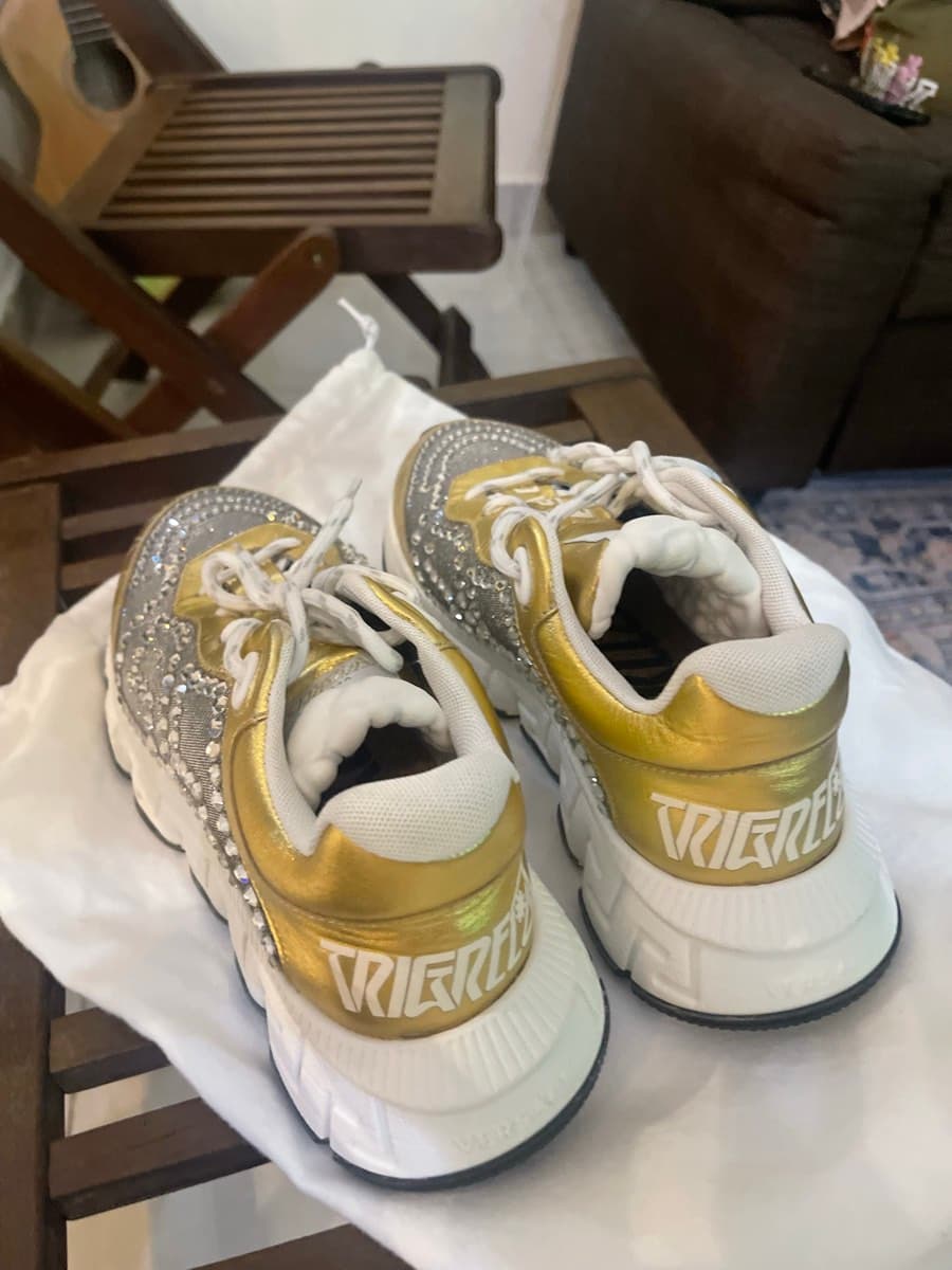 Versace Gold Crystal Sneakers thumbnail 7