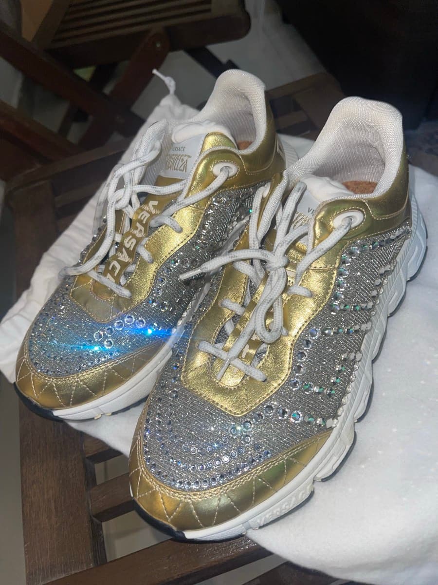 Versace Gold Crystal Sneakers thumbnail 2