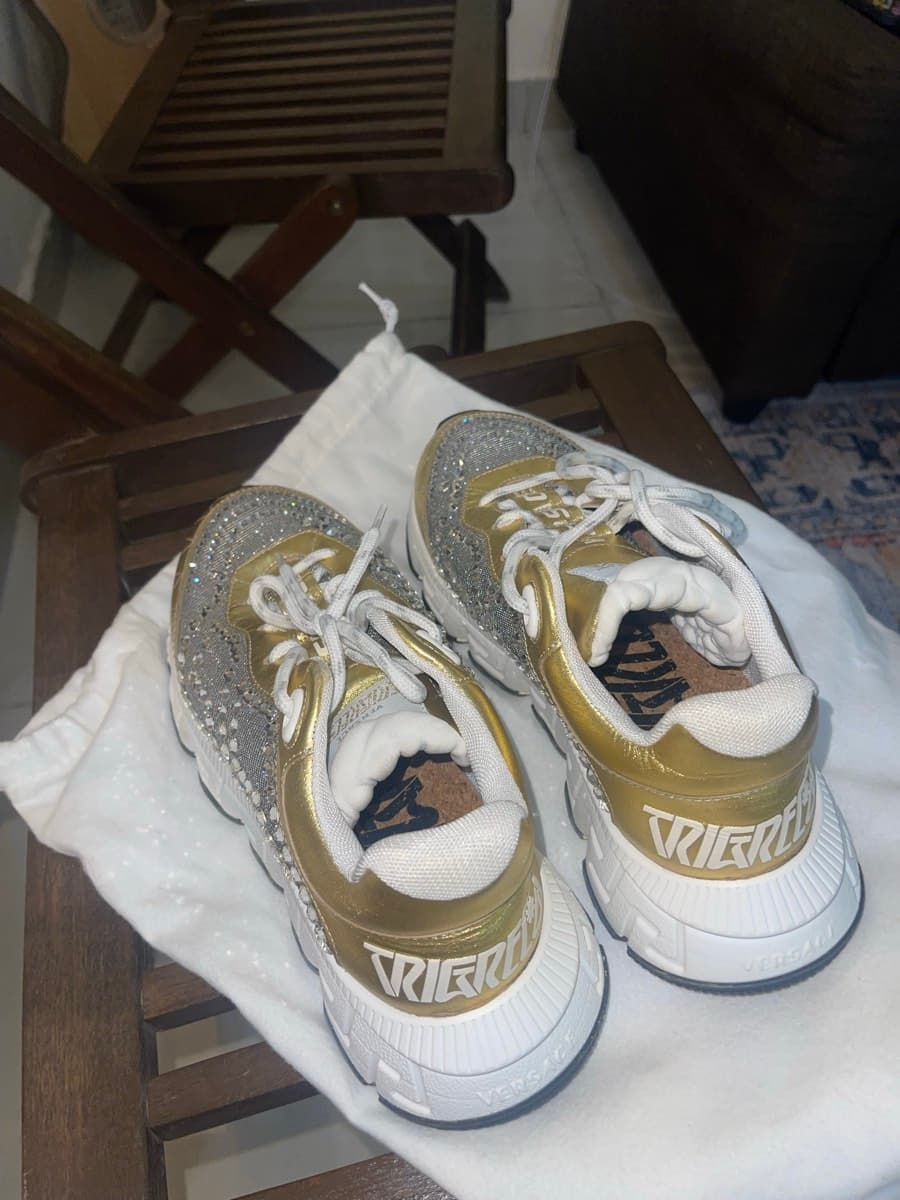 Versace Gold Crystal Sneakers thumbnail 4