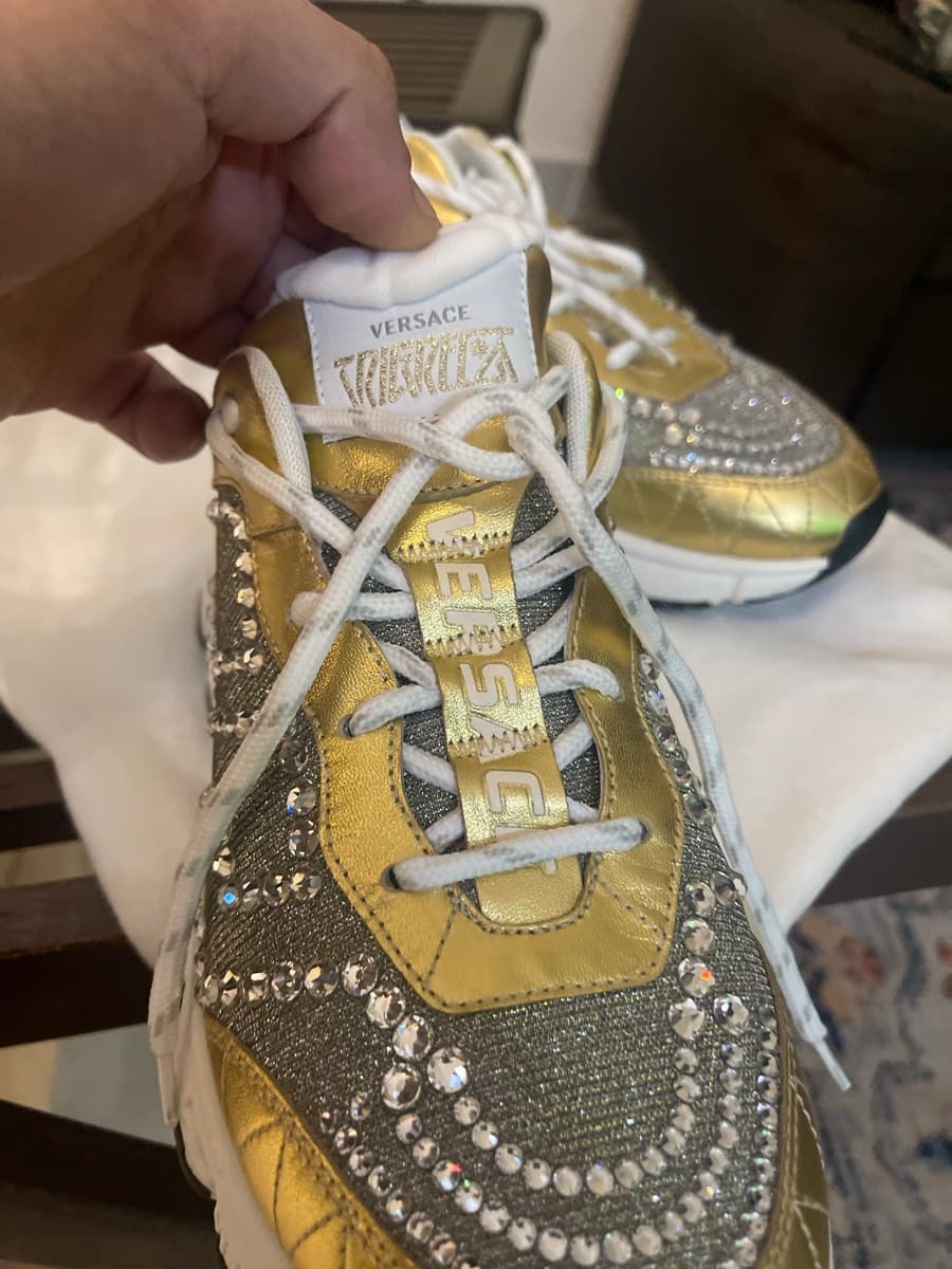 Versace Gold Crystal Sneakers thumbnail 5
