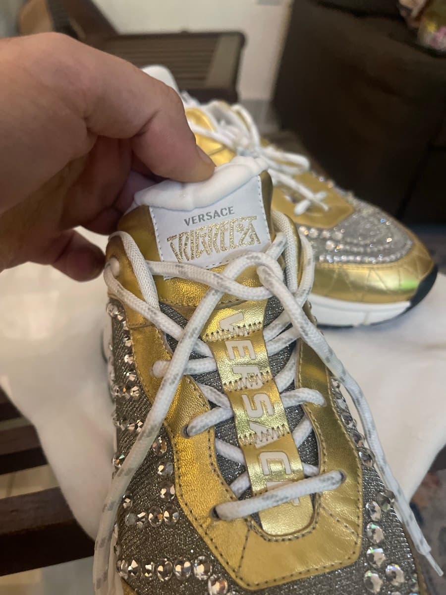 Versace Gold Crystal Sneakers thumbnail 8