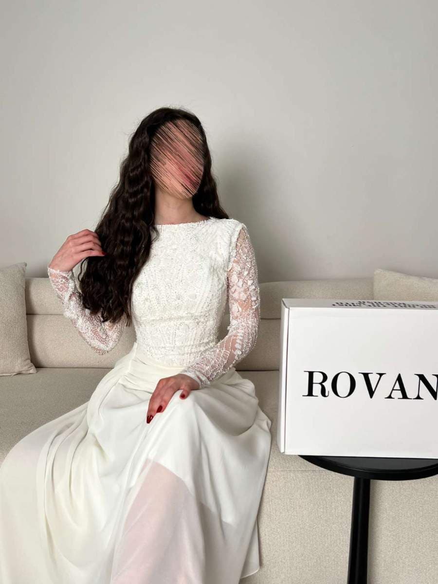 Rovana off- White Embellished Gown thumbnail 2