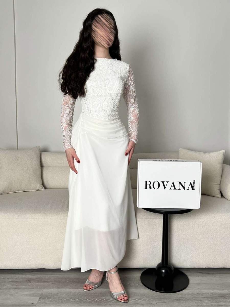 Rovana off- White Embellished Gown