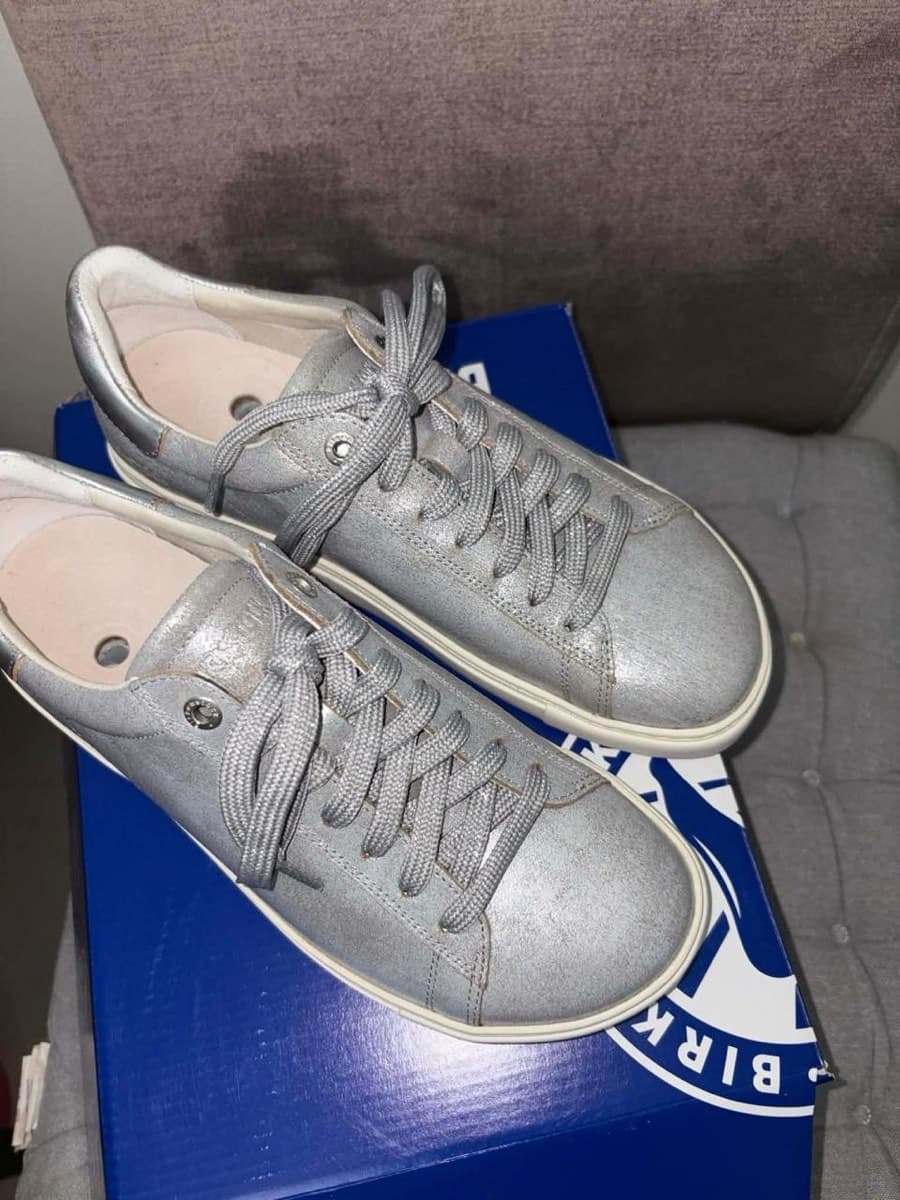 Birkenstock Silver Leather Sneakers