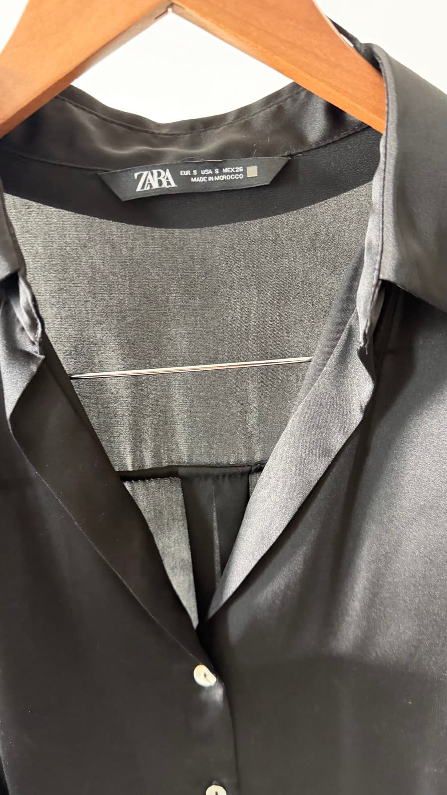 Zara Black Satin Shirt thumbnail 4