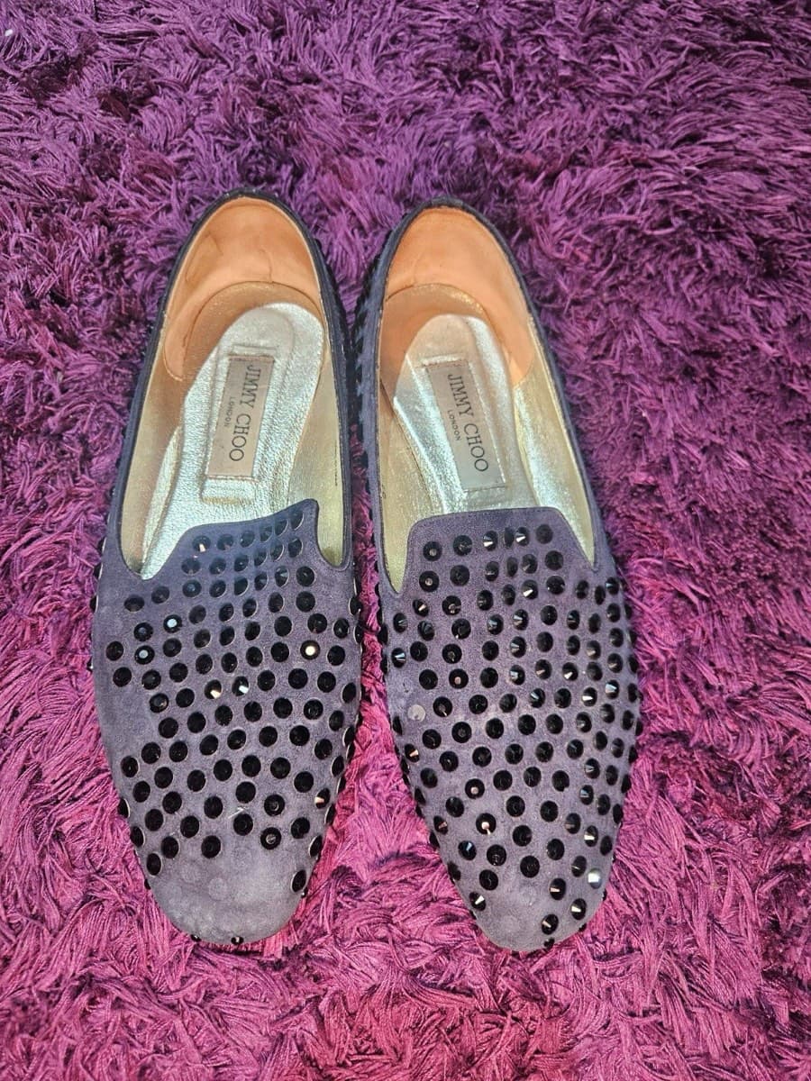 Jimmy Choo Embellished Suede Loafers
