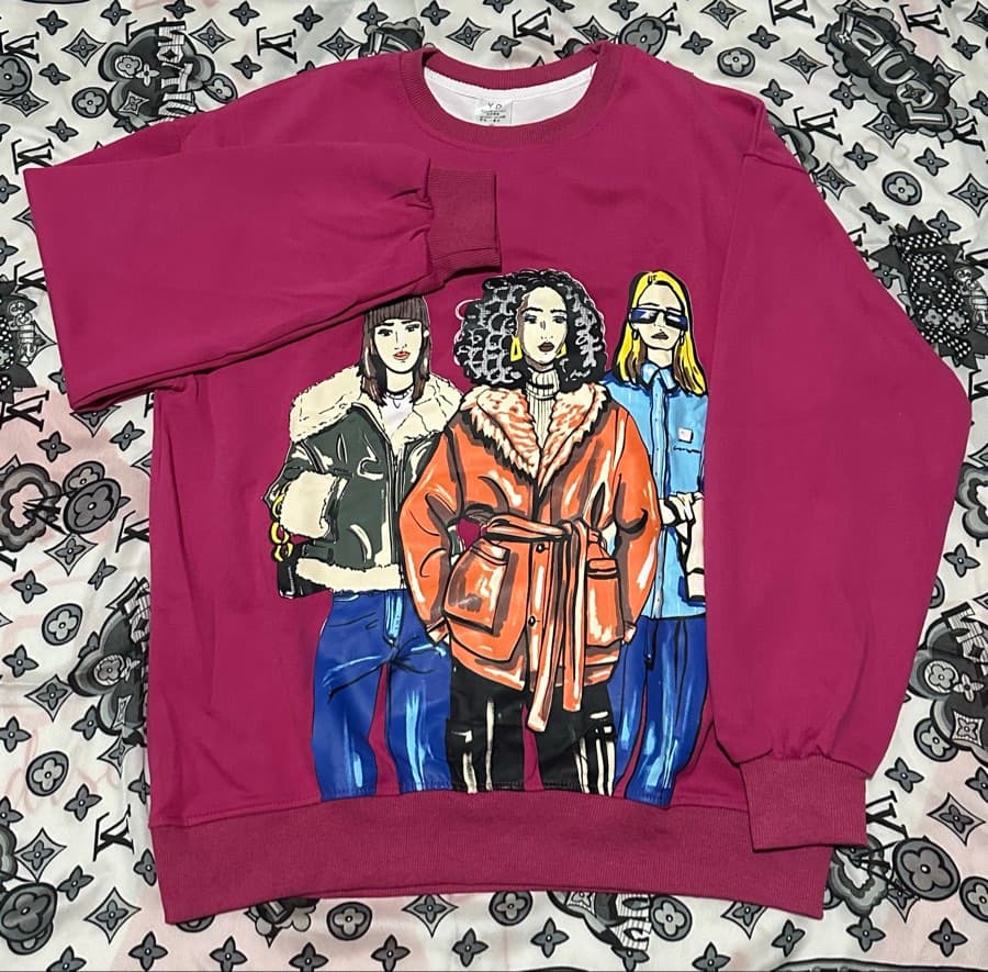 Fuchsia Graphic Print Sweatshirt
