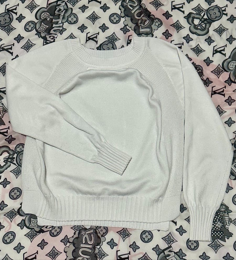 White Ribbed Knit Sweater