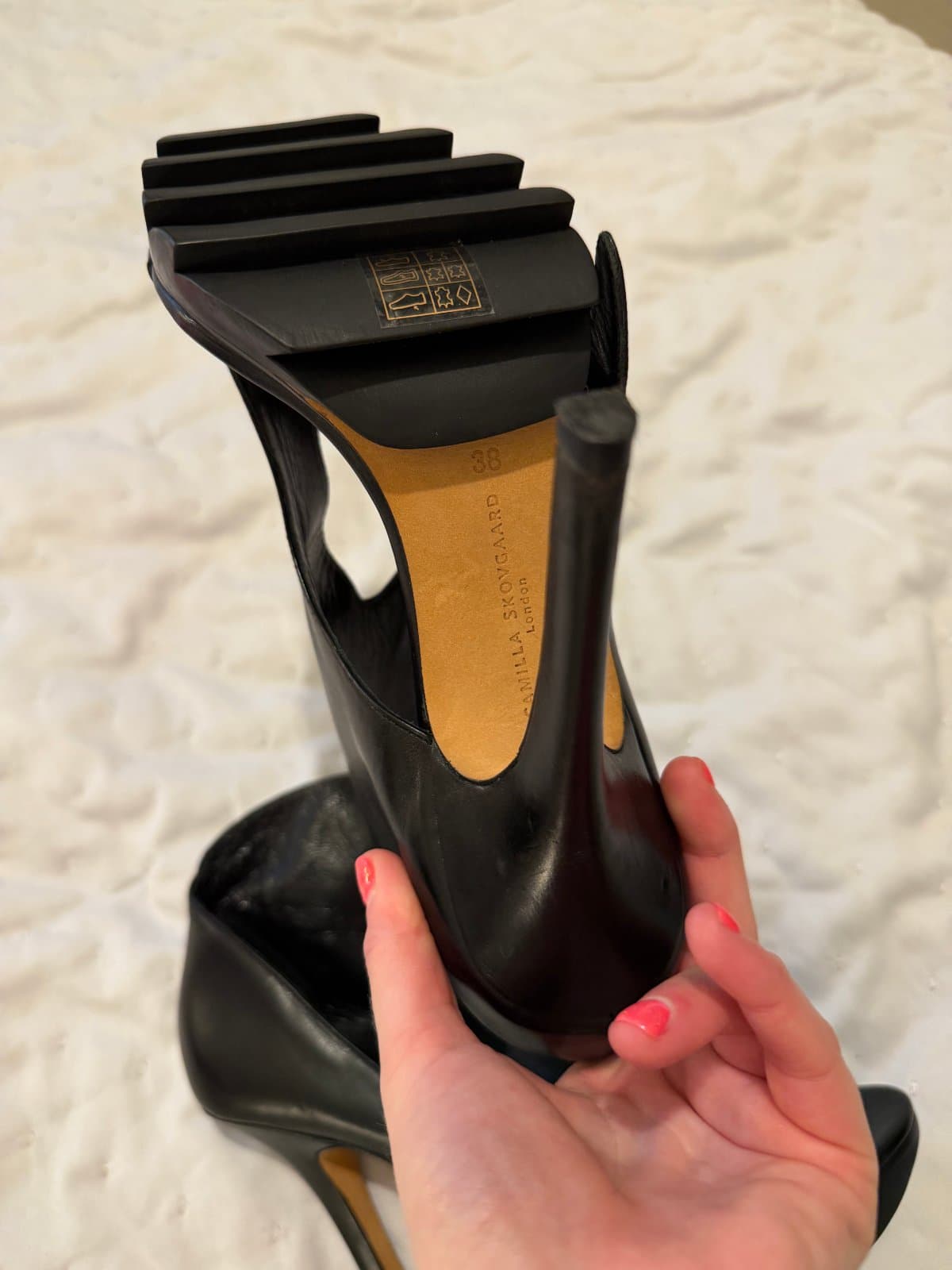 Camilla Skovgaard Black Leather Cut-Out Platform Heels – Size 38 thumbnail 4