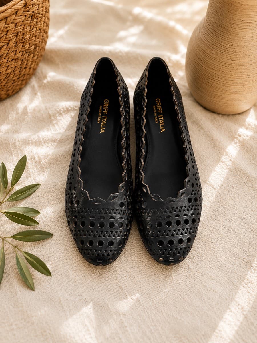 Griff Italia Leather Laser-Cut Ballet Flats – Size 39 thumbnail 2