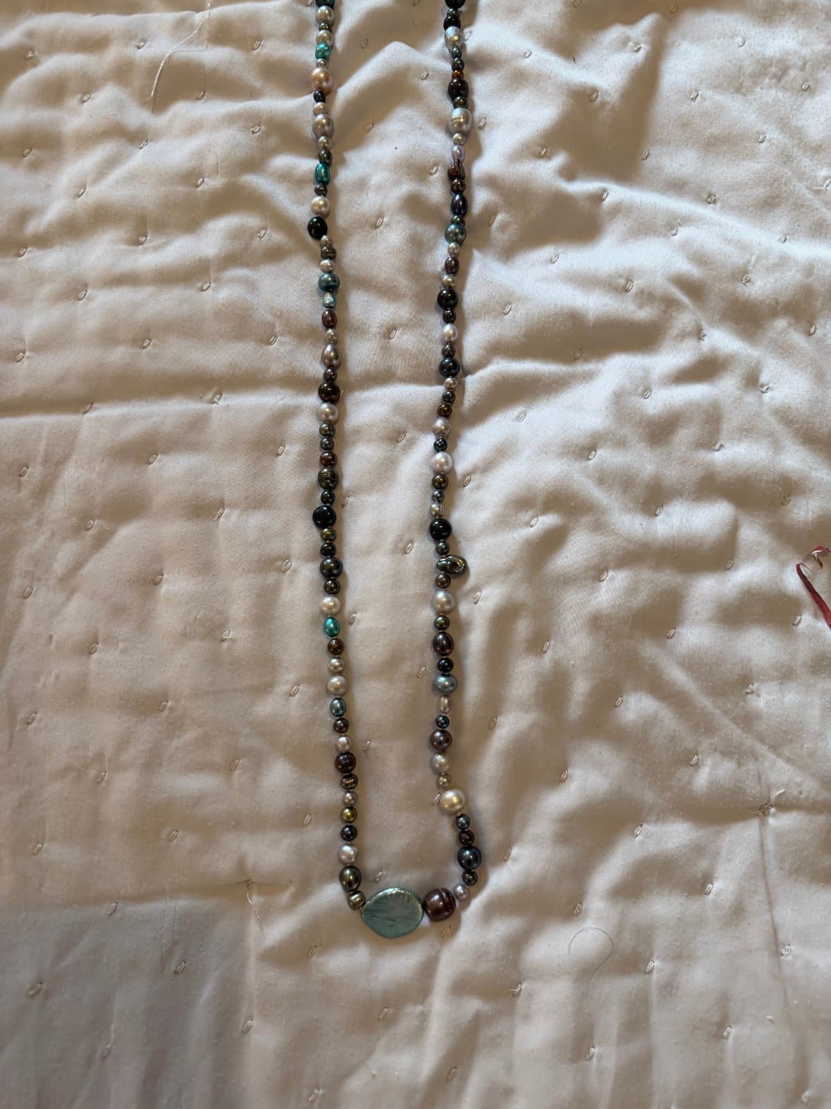 Long multi-strand pearl necklace thumbnail 4