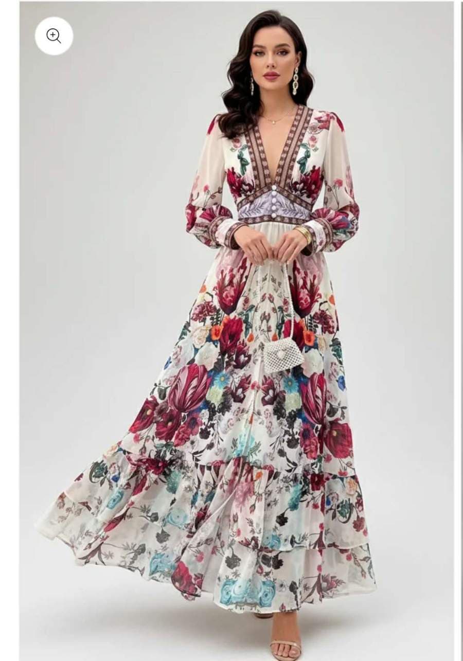 Floral V-Neck Maxi Dress