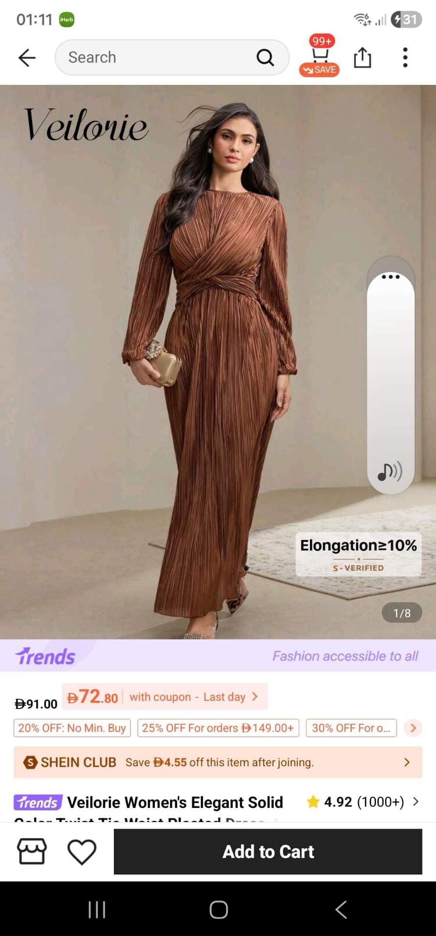 Veilorie Pleated Maxi Dress