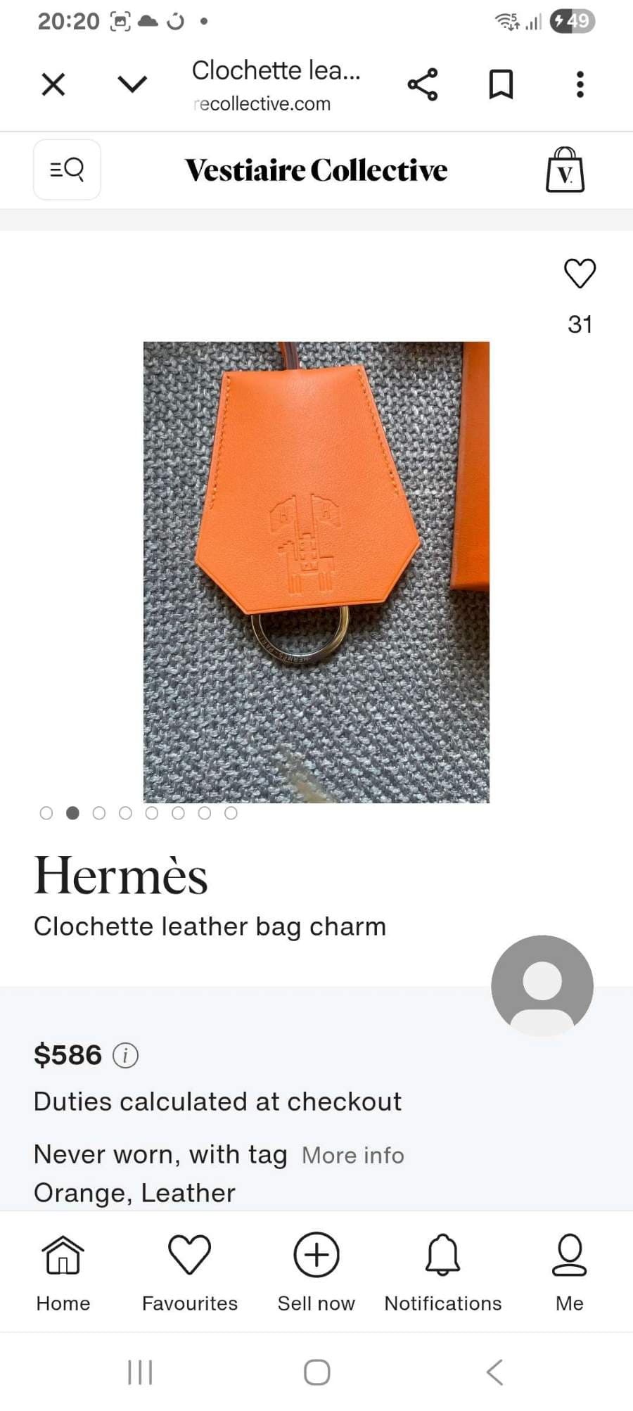 Hermès Orange Leather Key Holder thumbnail 4