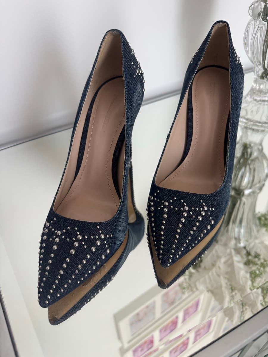 Diesel Denim Studded Pointed Pumps
