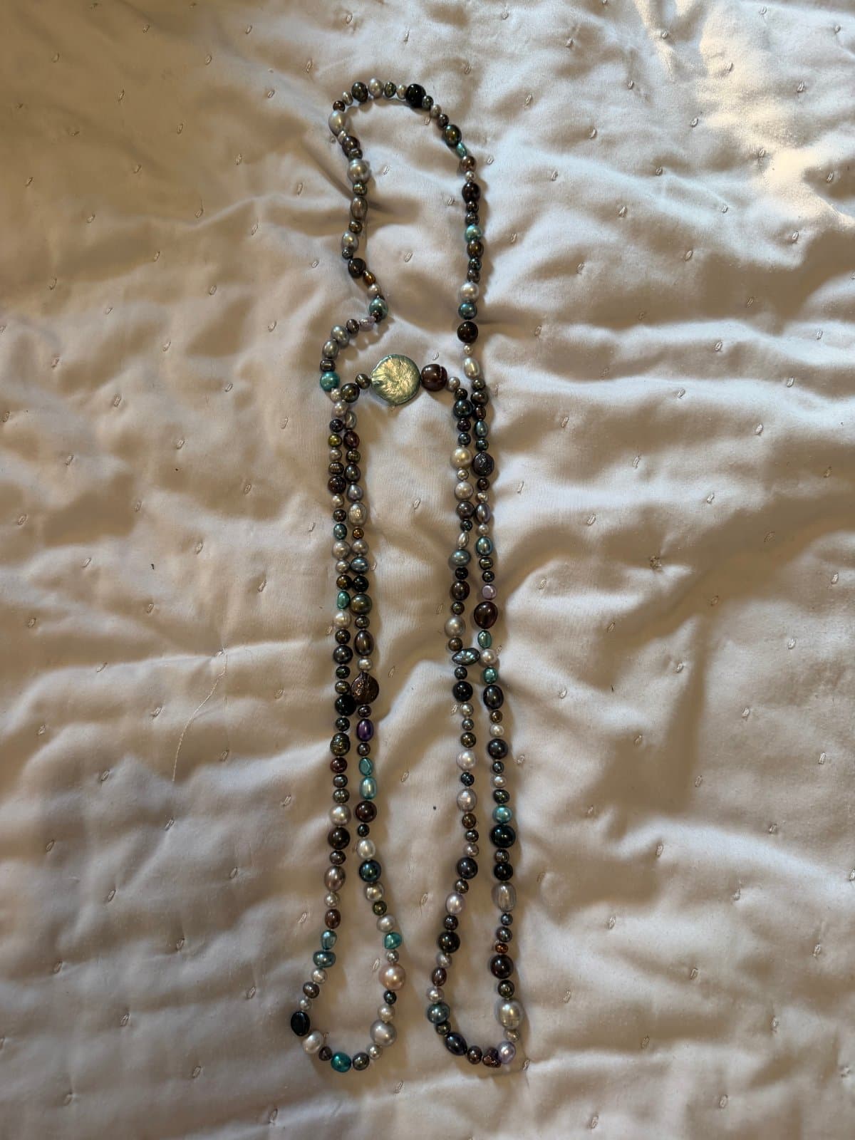 Long multi-strand pearl necklace thumbnail 3