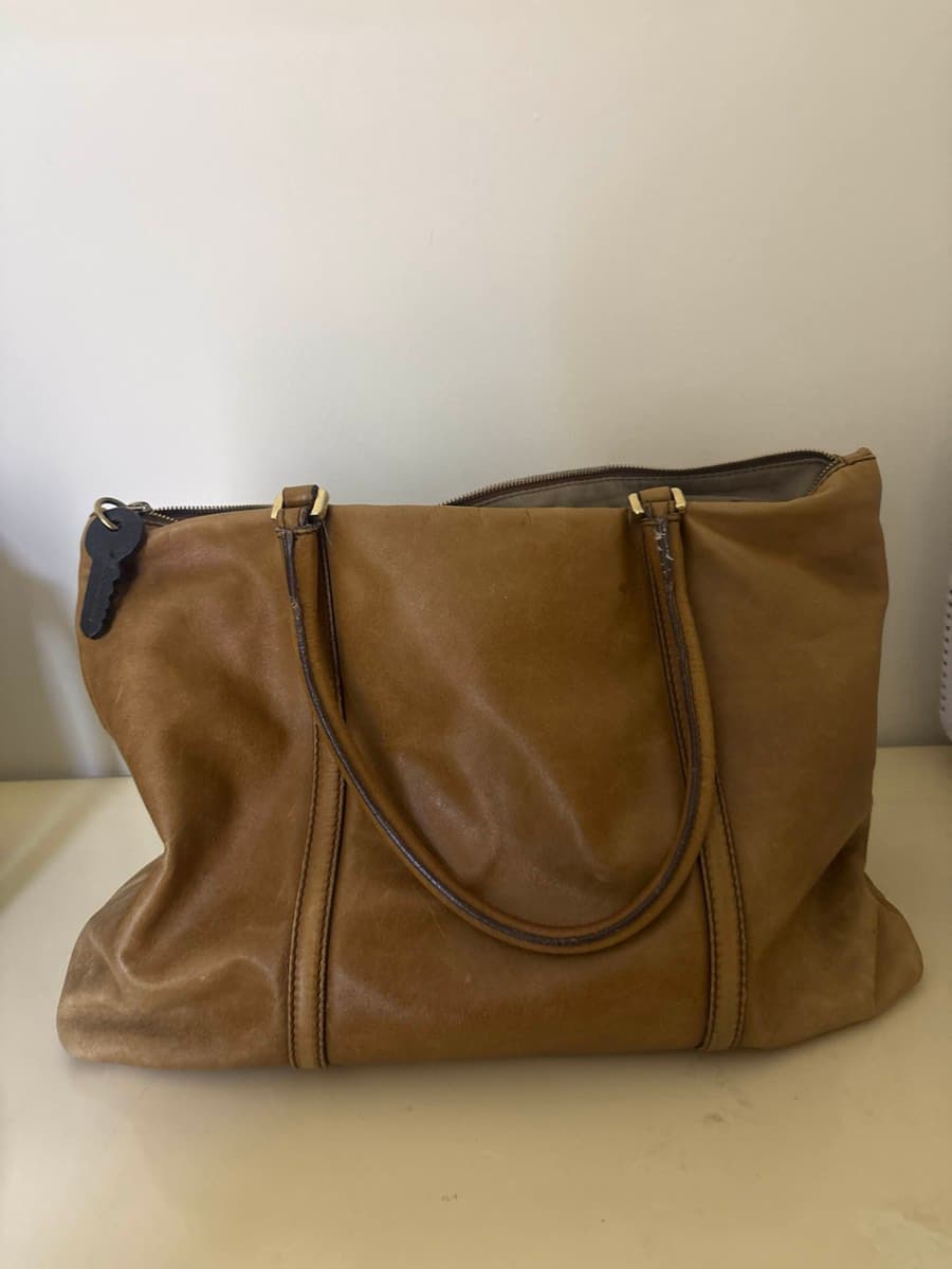 Tan Leather Tote Bag thumbnail 3