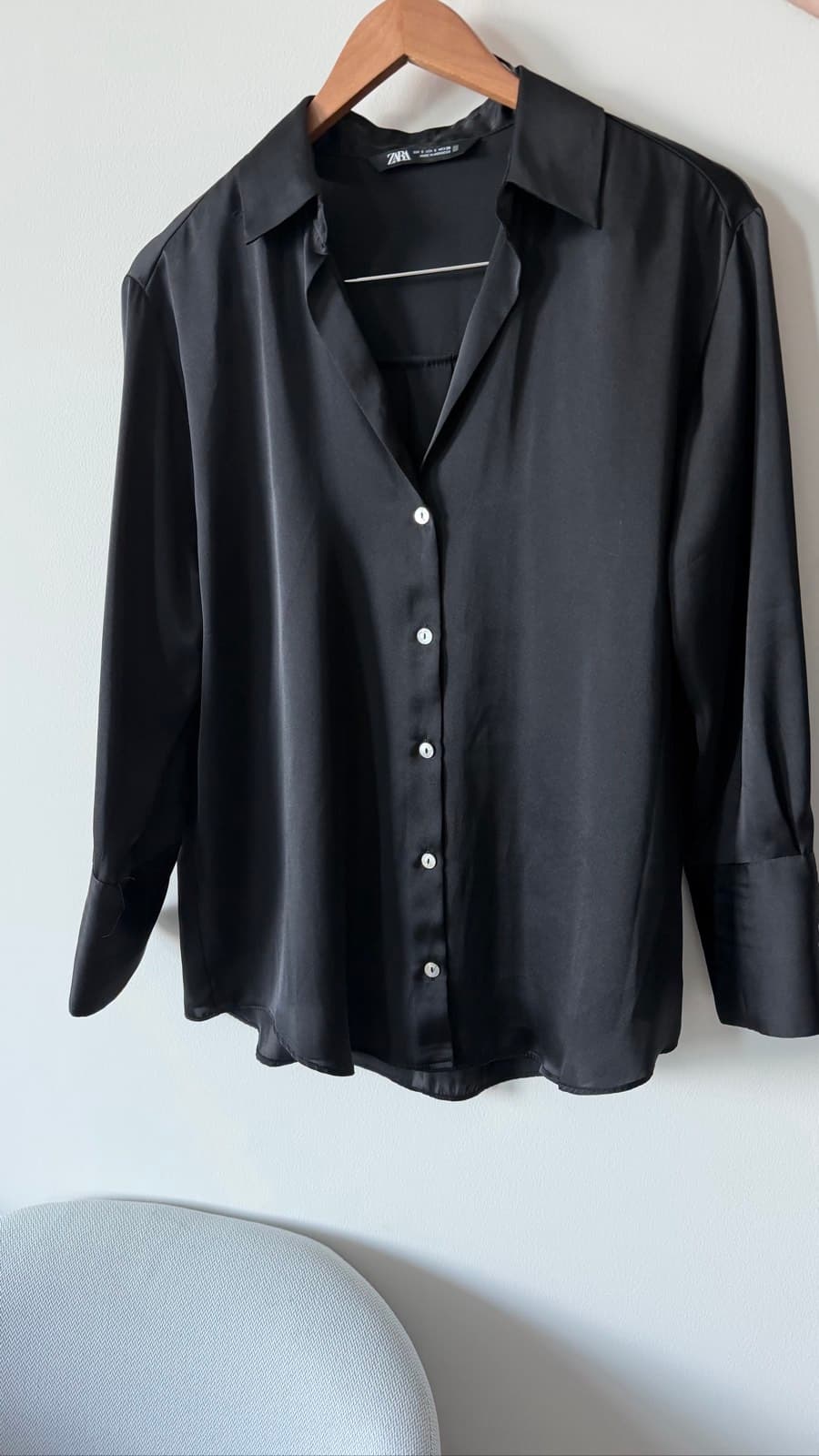 Zara Black Satin Shirt thumbnail 2