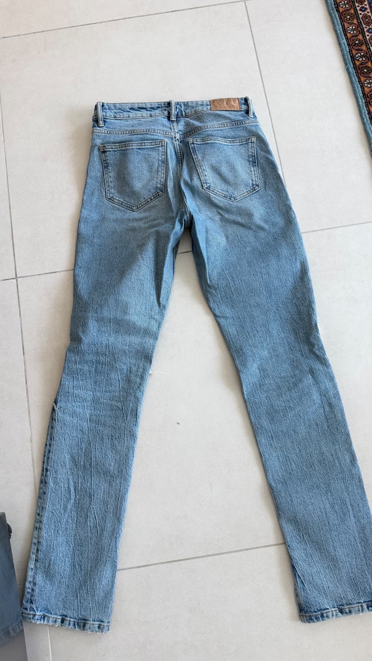 Zara Blue Distressed Straight Leg Jeans - Size EUR 36 thumbnail 3